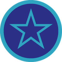 Badge with an outline of a star