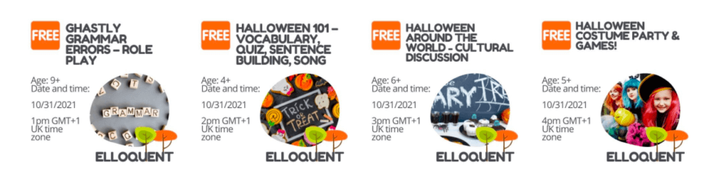 Some of the fun workshops coming up this Halloween! 